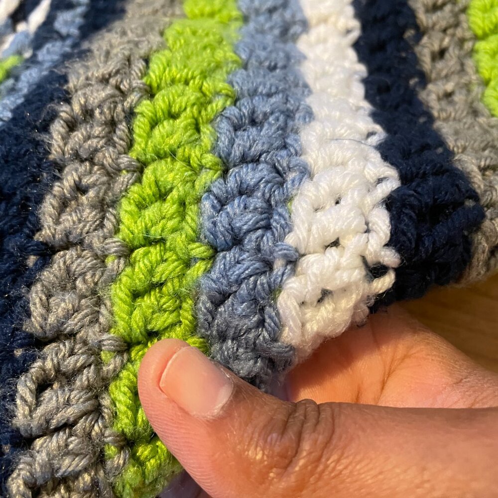 Handmade Crocheted Blanket Throw. Baby Boy or Toddler Snuggle Shower Blanket! - Picture 4 of 7